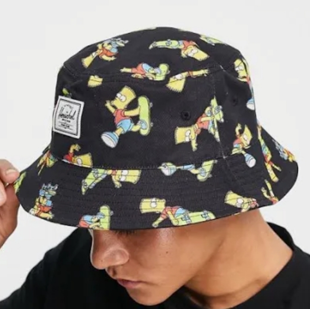 Herschel Supply Co. Bart Simpson Skateboard Design Twill Bucket Hat